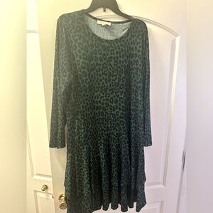 MICHAEL Michael Kors Green Leopard Long Sleeve Dress